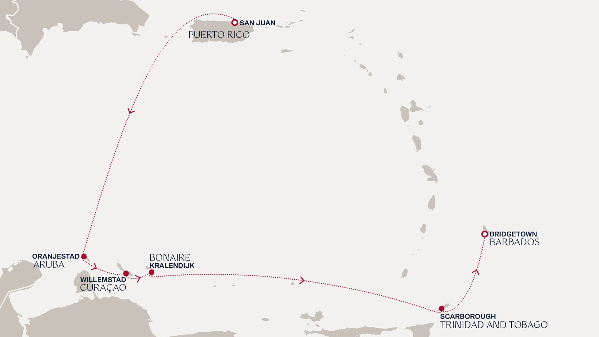 A Journey to the Southerly Latitudes of the Lesser Antilles Itinerary Map