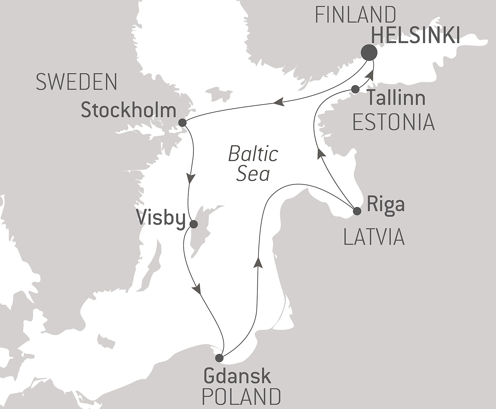 Scandinavian Wonderland & Christmas Markets Itinerary Map