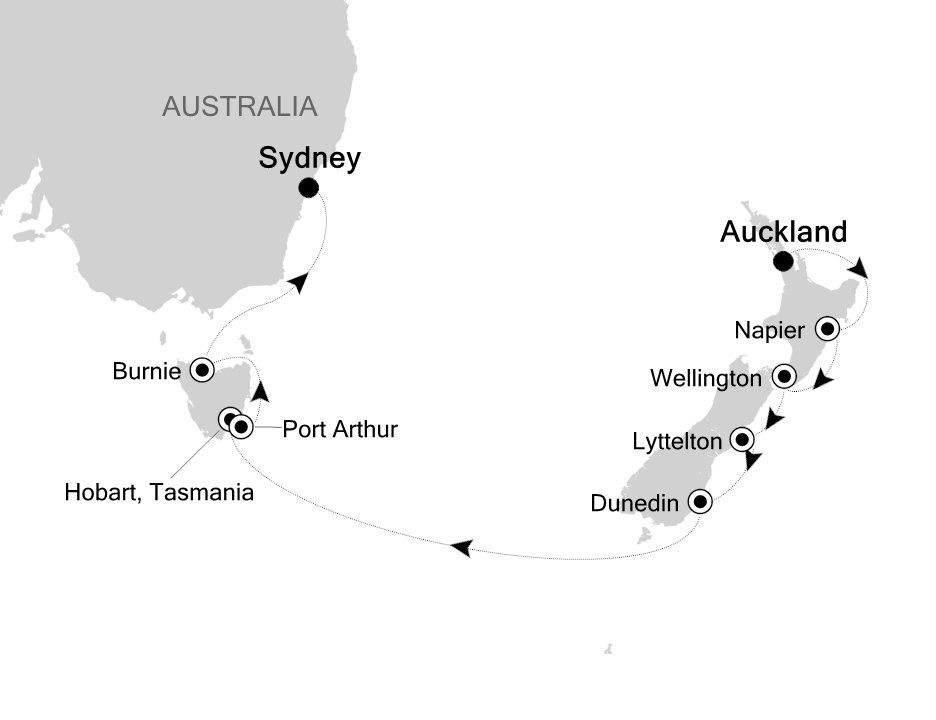 Australia & New Zealand Cruise Itinerary Map