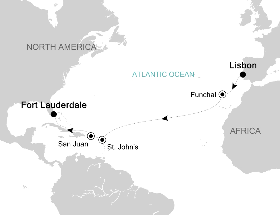 Transoceanic Cruise Itinerary Map