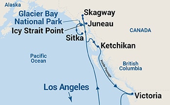 16-Day Inside Passage (with Glacier Bay National Park) Itinerary Map